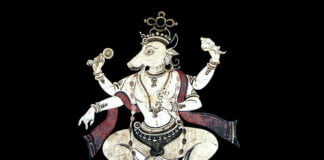 India – Odisha – Puri – (Raghurajpur – The Heritage Village) – Wall Painting – Hayagriva – 9e