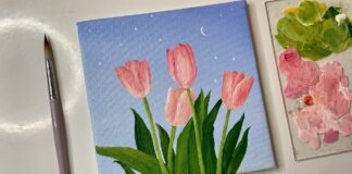 Acrylic painting tulip flowers/acrylic painting tutorial/acrylic painting for beginners tutorial