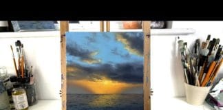 How To Paint An Ocean Sunset Oil Painting // Seascape Painting // Intermediate