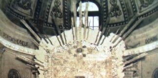 Original Pre-war Altar Retablo of Ntra. Sra. de los Remedios Covered and Decorated for her Fiesta