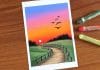 Easy Oil Pastel Sunset Scenery Painting for beginners | PATHWAY IN SUNSET | Oil Pastel Drawing