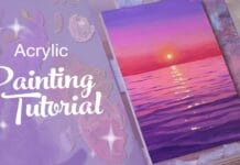 Acrylic Painting Tutorial – Purple Ocean Sunset (beginner to intermediate)
