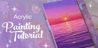 Acrylic Painting Tutorial – Purple Ocean Sunset (beginner to intermediate)