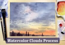 Sunset Clouds Watercolor Painting Process