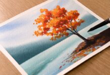 Watercolor Painting for Beginners / Autumn Lake Scenery / Step by Step Tutorial