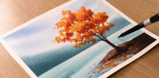 Watercolor Painting for Beginners / Autumn Lake Scenery / Step by Step Tutorial